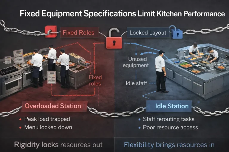 Fixed equipment specifications vs flexible kitchen setup