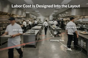 Commercial kitchen layout decisions increasing labor cost